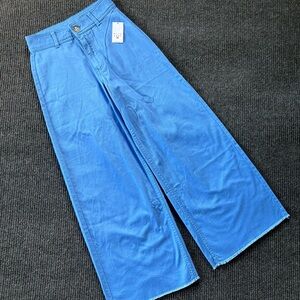 Billabong NWT Blue Side Kick Pants Waist 25 Wide Leg Logo Cotton Beach Surf Boho